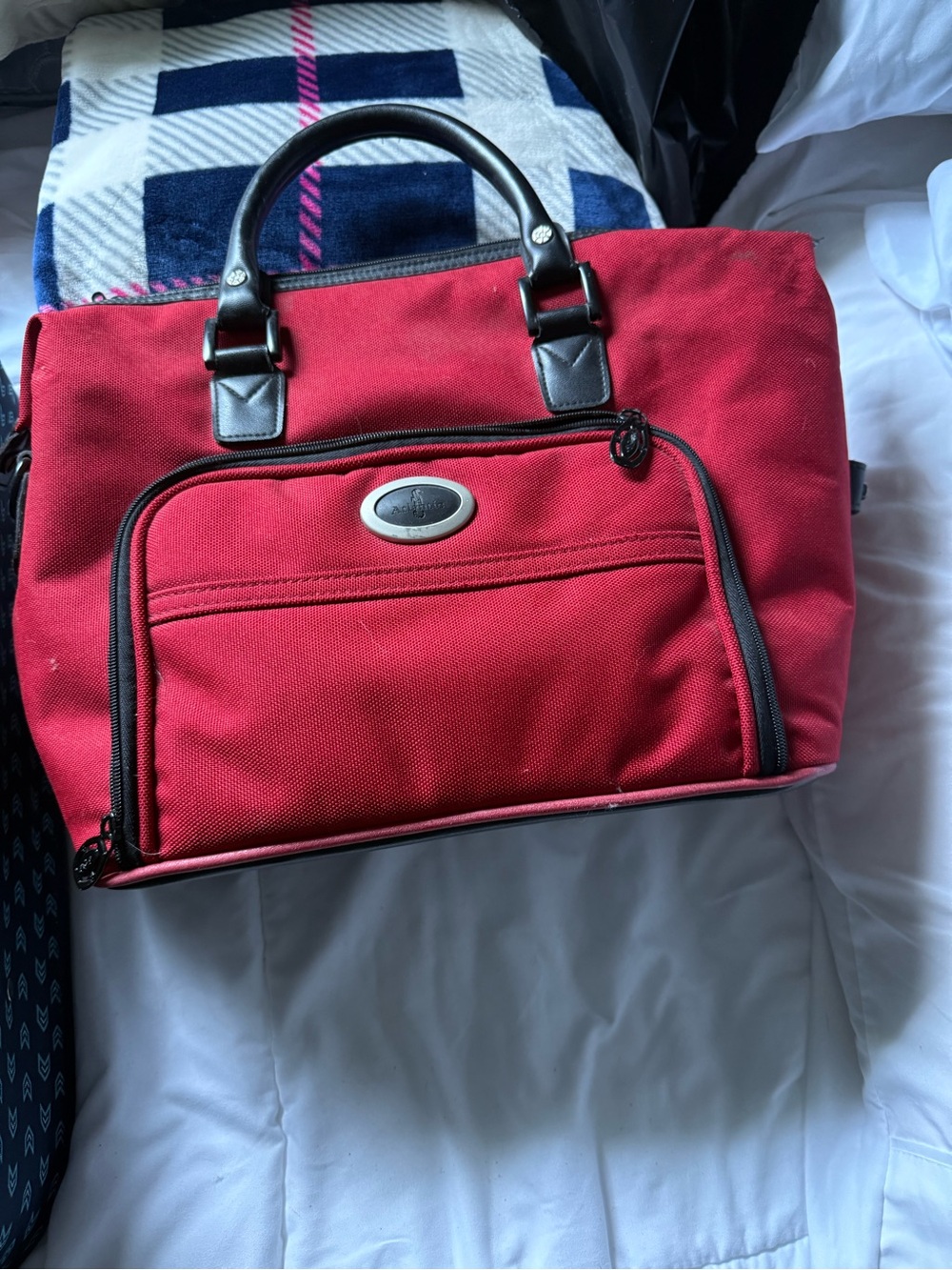 Red Carry Bag with Black Trim - Classic Travel Tote